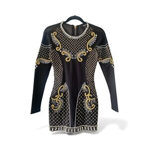 Nasty Gal Black Gold Embellished Mini Dress Holiday Party Cocktail SZ XXS